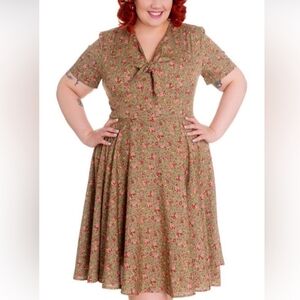 Hell Bunny Vixen Floral 50s flare swing dress